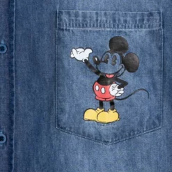 Mickey Mouse And Pluto Woven Chambray Shirt For Adults -WhimsyWears Shop 2403052050009M 4