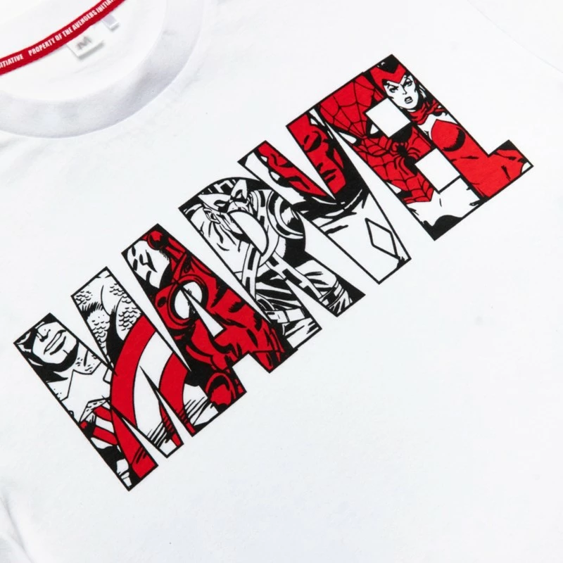 Marvel Logo Crew Neck White T-Shirt For Adults 3 Marvel Logo Crew Neck White T-Shirt For Adults - Image 3