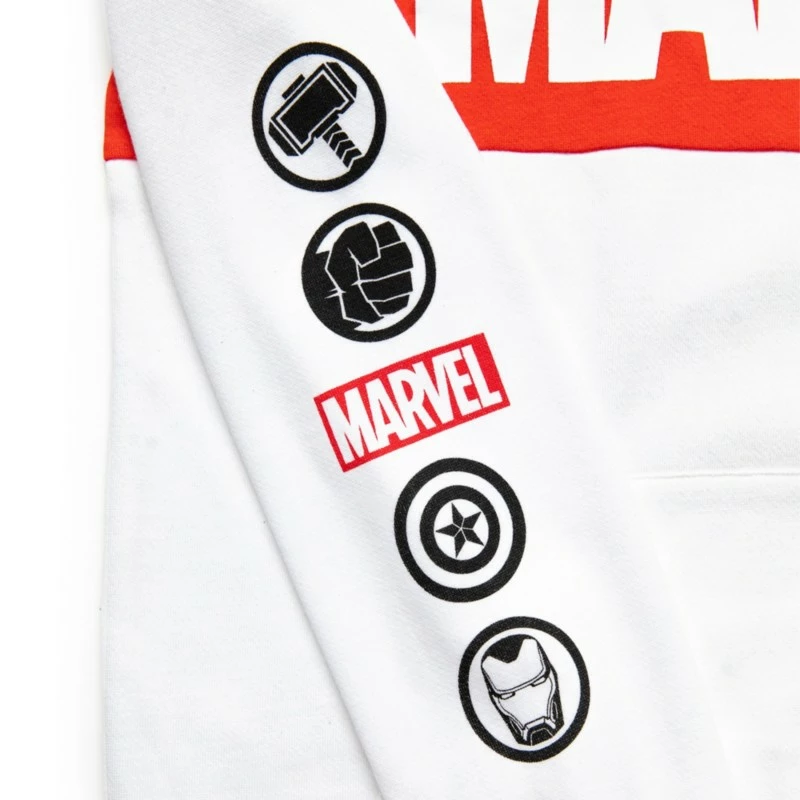 Marvel Logo White Hoodie For Adults 3 Marvel Logo White Hoodie For Adults - Image 3