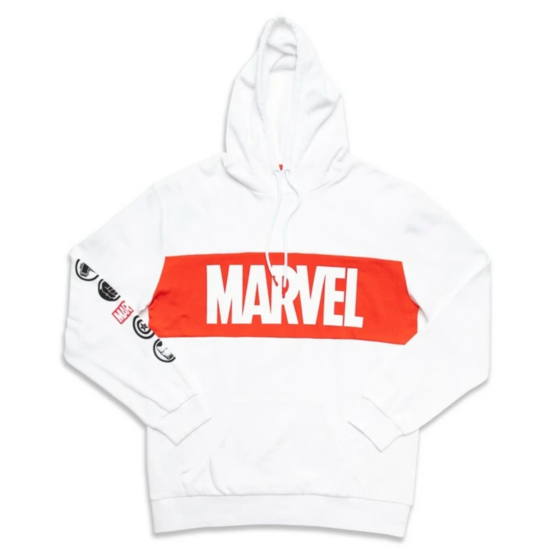 Marvel Logo White Hoodie For Adults 1 Marvel Logo White Hoodie For Adults