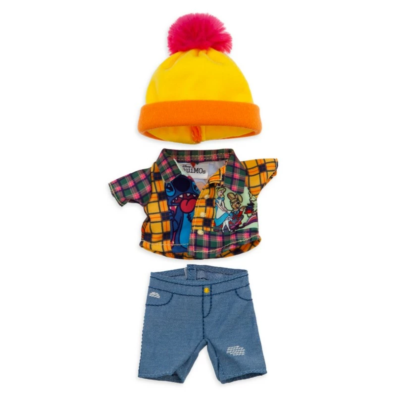NuiMOs Small Plush Tartan Shirt, Denim Jeans And Pom Pom Hat 1 NuiMOs Small Plush Tartan Shirt, Denim Jeans And Pom Pom Hat